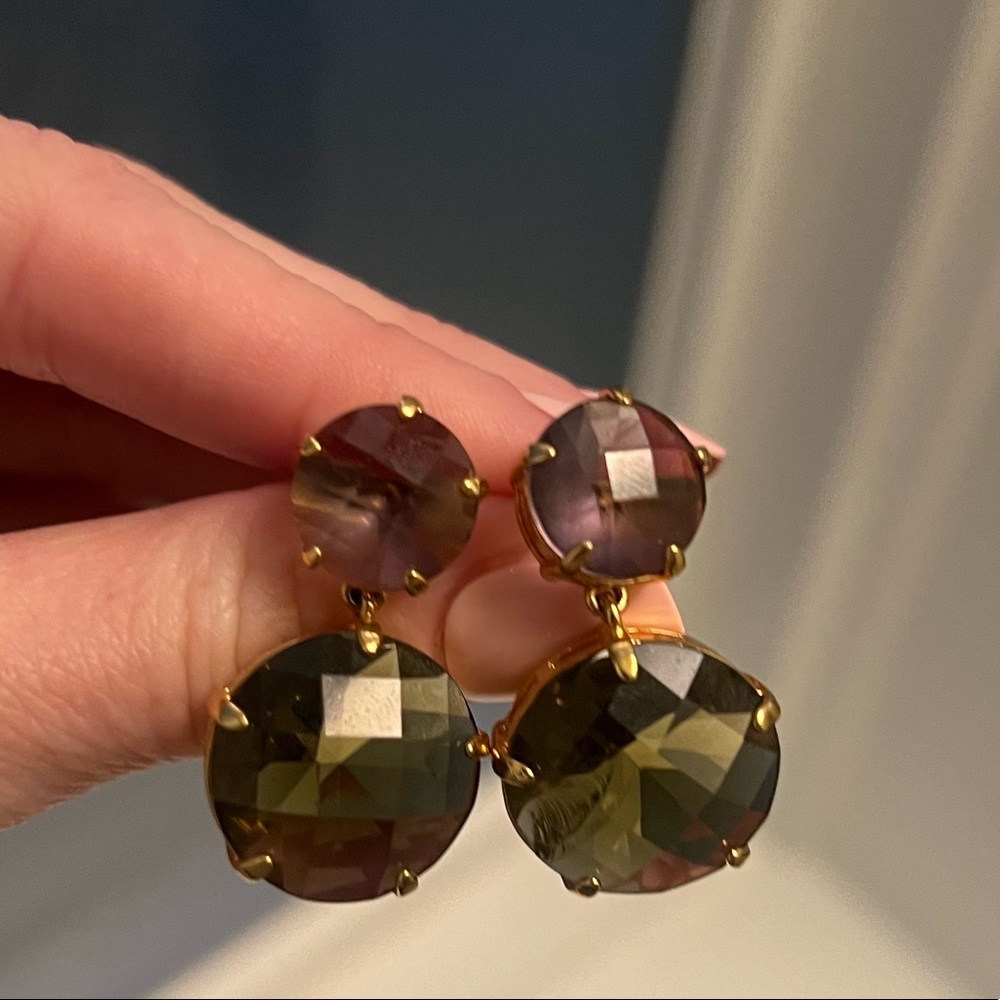 C. Wonder Olive and Purple Drop Gemstone Earrings